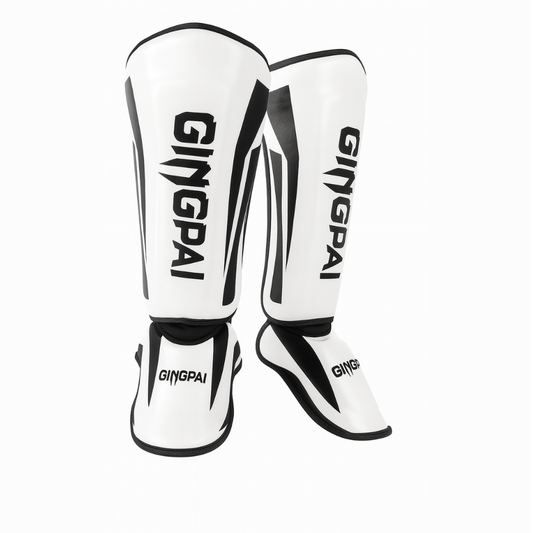 Protège-Tibias et Pieds Cuir Synthétique – Double Velcro – Muay Thai Kickboxing MMA – AURABOXE
