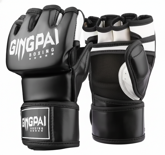 Gants MMA Grappling Paume Ouverte – Cuir PU Renforcé – Tailles M/L – AURABOXE
